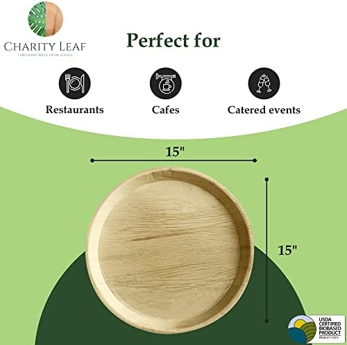 Disposable Bamboo 15" Round Trays (10 pieces) Bamboo Serving Platters, Disposable Boards, Dinnerware For, alternate view 3