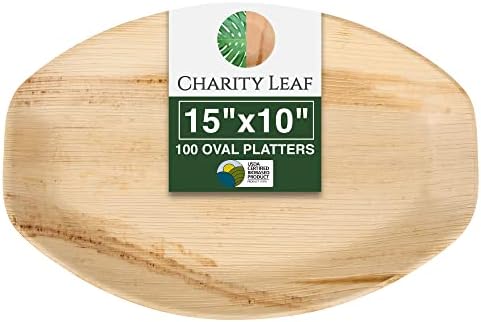 Disposable Bamboo 15" x 10" Trays (100 pieces) Bamboo Serving Platters, Disposable Boards, Dinnerware For