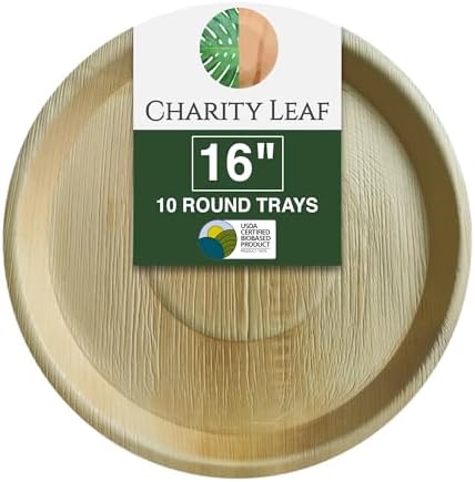 Disposable Bamboo 16" Round Trays (100 pieces) Bamboo Serving Platters, Disposable Boards, Dinnerware For