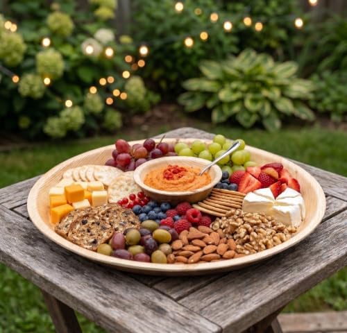 Disposable Bamboo 16" Round Trays (100 pieces) Bamboo Serving Platters, Disposable Boards, Dinnerware For, alternate view 2
