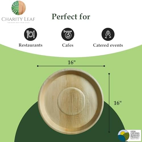Disposable Bamboo 16" Round Trays (100 pieces) Bamboo Serving Platters, Disposable Boards, Dinnerware For, alternate view 3