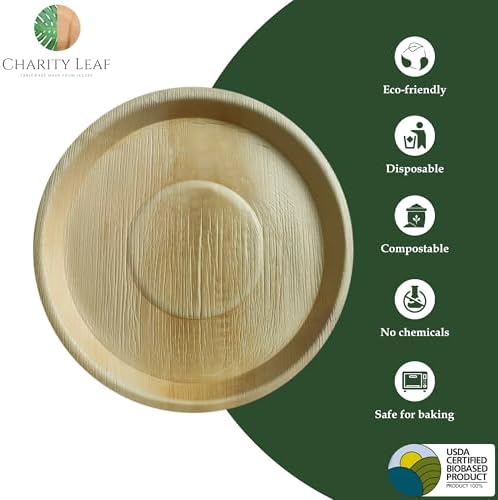 Disposable Bamboo 16" Round Trays (100 pieces) Bamboo Serving Platters, Disposable Boards, Dinnerware For, alternate view 4
