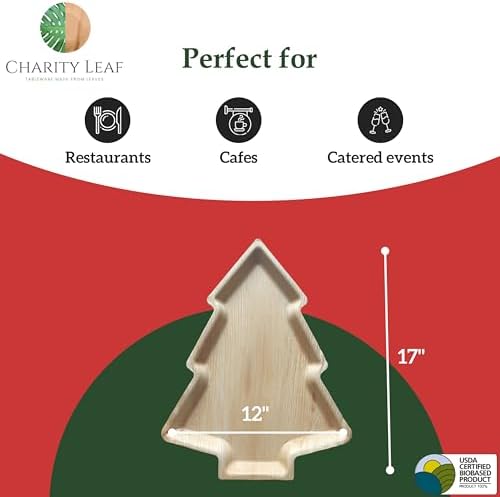 Disposable Bamboo 17"x12" Christmas Plates (25 pieces) Bamboo Serving Platters, Disposable Boards, Dinnerware, alternate view