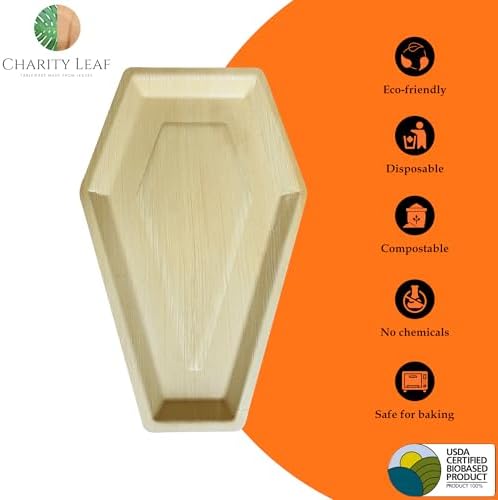 Disposable Bamboo 17"x12" Coffin Trays (25 Pieces) Bamboo Serving Platters, Disposable Boards, Dinnerware for, alternate view