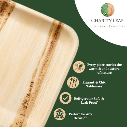 Disposable Bamboo 22"x12" 100-Pack Trays |, Compostable Platters for Weddings, Charcuterie Boards & Events in, alternate view
