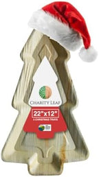 Disposable Bamboo 22"x12" Christmas Plates (5 pieces) Bamboo Serving Platters, Disposable Boards, Dinnerware For