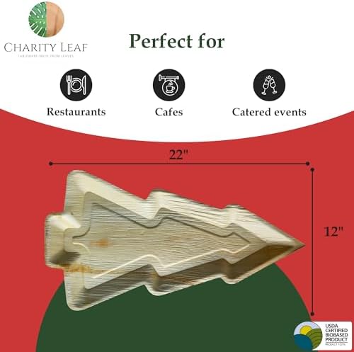 Disposable Bamboo 22"x12" Christmas Plates (5 pieces) Bamboo Serving Platters, Disposable Boards, Dinnerware For, alternate