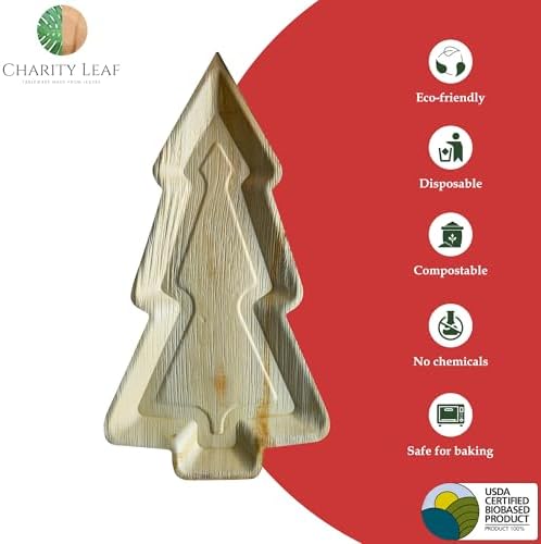 Disposable Bamboo 22"x12" Christmas Plates (5 pieces) Bamboo Serving Platters, Disposable Boards, Dinnerware For, alternate