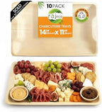 Disposable Bamboo serving trays and platters | Bamboo Tray, Plates Disposable for Parties | Charcuterie Boards
