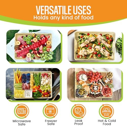 Disposable Bamboo serving trays and platters | Bamboo Tray, Plates Disposable for Parties | Charcuterie Boards, alternate