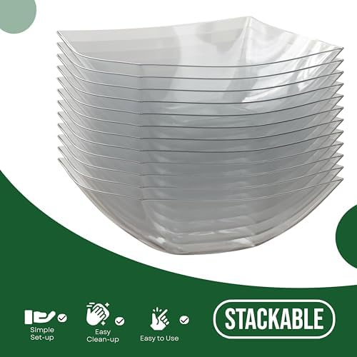 Disposable Bowls Plastic Serving Bowls Pack Of 8 Square Salad Bowl 32 Oz Clear Plastic Bowls For Par in 32 oz (8, alternate