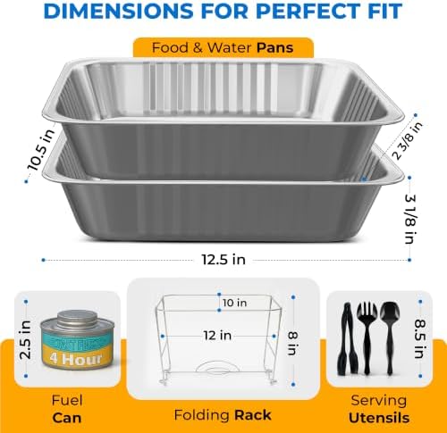 Disposable Chafing Dish Buffet Set, 6 Pack Half Size 10 x 12 Inch Food Pans in 10 x 12 Inch in Chrome, alternate view 2