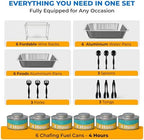 Disposable Chafing Dish Buffet Set, 6 Pack Half Size 10 x 12 Inch Food Pans in 10 x 12 Inch in Chrome, alternate view 3