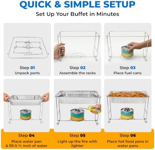 Disposable Chafing Dish Buffet Set, 6 Pack Half Size 10 x 12 Inch Food Pans in 10 x 12 Inch in Chrome, alternate view 4