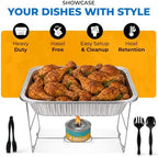 Disposable Chafing Dish Buffet Set, 6 Pack Half Size 10 x 12 Inch Food Pans in 10 x 12 Inch in Chrome, alternate view 6