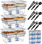 Disposable Chafing Dish Buffet Set, Food Warmers for Parties, Complete 33 Pcs of Chafing Servers with Covers