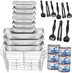 Disposable Chafing Dish Buffet Set, Food Warmers for Parties, Complete 33 Pcs of Chafing Servers with Covers, alternate view