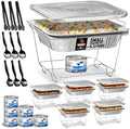 Disposable Chafing Dish Buffet Set, Food Warmers for Parties, Complete 39 Pcs of Chafing Servers with Covers