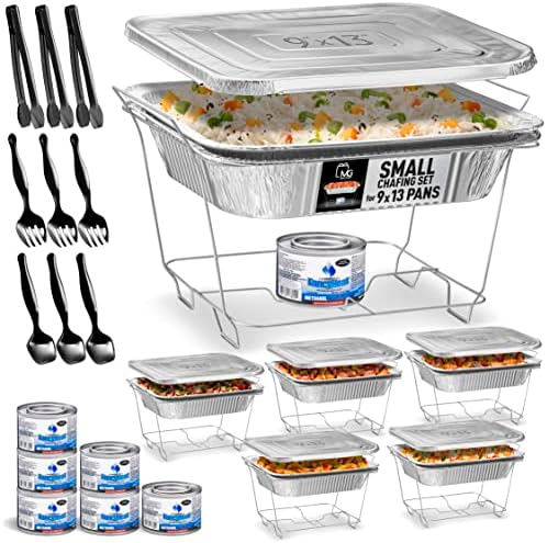Disposable Chafing Dish Buffet Set, Food Warmers for Parties, Complete 39 Pcs of Chafing Servers with Covers