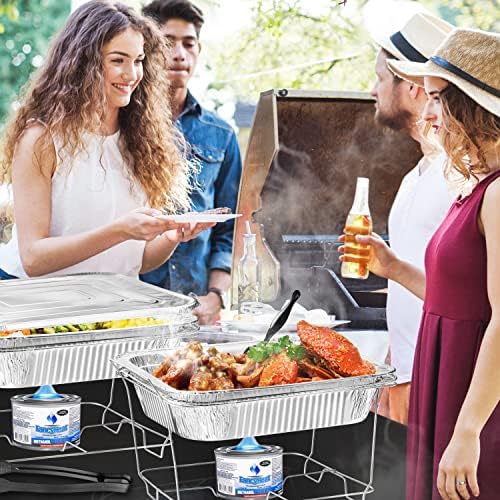 Disposable Chafing Dish Buffet Set, Food Warmers for Parties, Complete 39 Pcs of Chafing Servers with Covers, alternate view