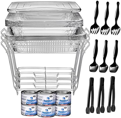 Disposable Chafing Dish Buffet Set, Food Warmers for Parties, Complete 39 Pcs of Chafing Servers with Covers, alternate view