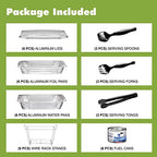 Disposable Chafing Dish Buffet Set, Food Warmers for Parties, Complete 39 Pcs of Chafing Servers with Covers, alternate view