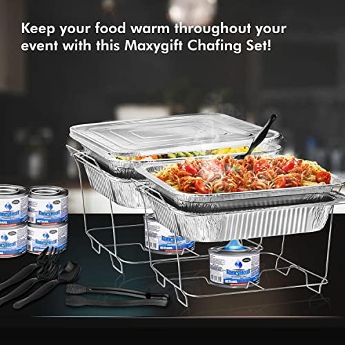 Disposable Chafing Dish Buffet Set, Food Warmers for Parties, Complete 39 Pcs of Chafing Servers with Covers, alternate view