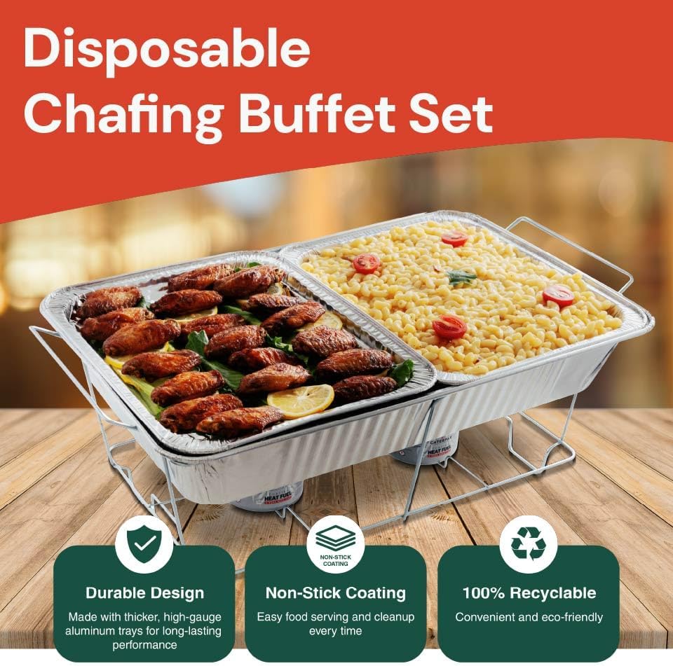 Disposable Chafing Dish Buffet Set for Buffets, Catering, 5 Rack 52 PCE Set in Silver, alternate view 3