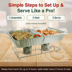 Disposable Chafing Dish Buffet Set for Buffets, Catering, 5 Rack 52 PCE Set in Silver, alternate view 4