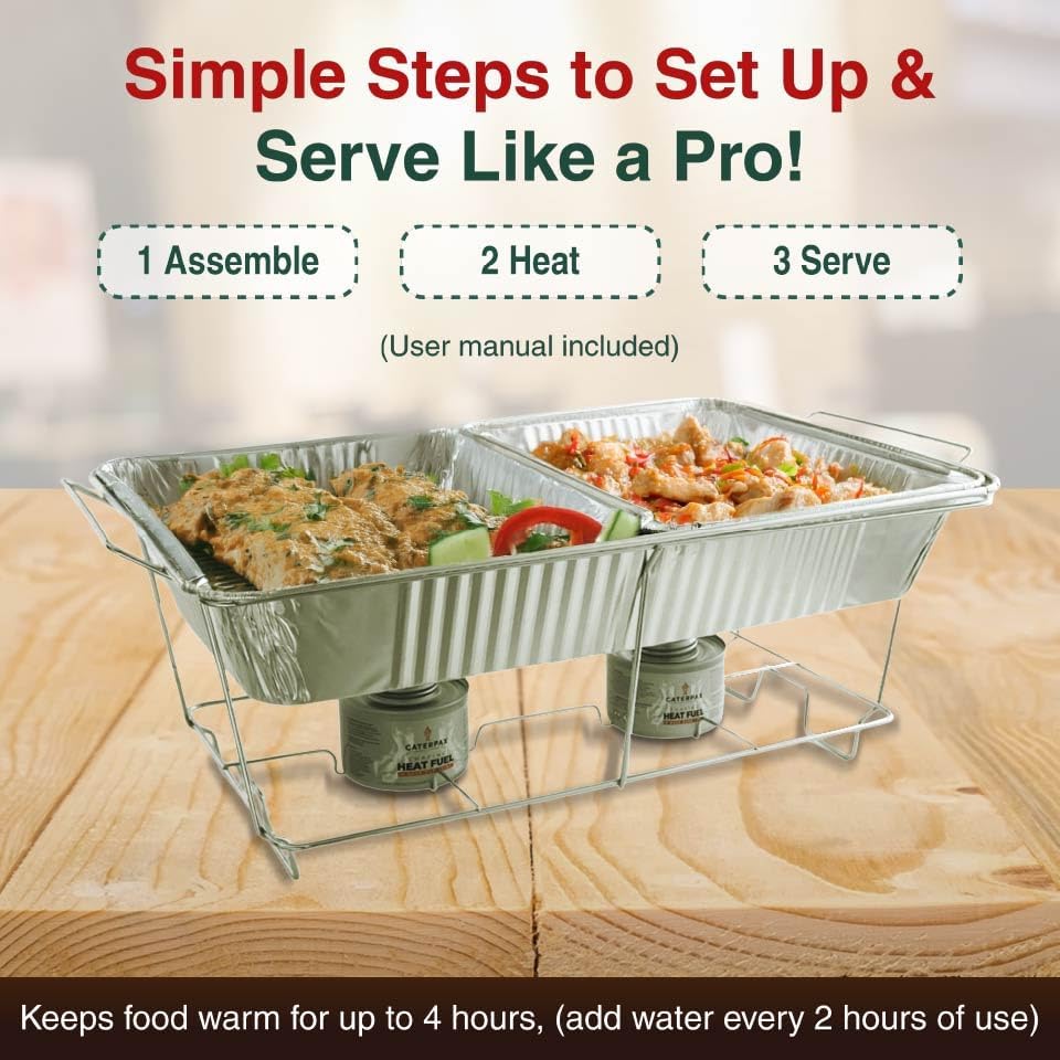 Disposable Chafing Dish Buffet Set for Buffets, Catering, 5 Rack 52 PCE Set in Silver, alternate view 4