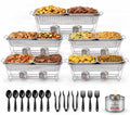 Disposable Chafing Dish Buffet Set for Buffets, Parties, Catering, 5 Pack in Silver