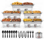 Disposable Chafing Dish Buffet Set for Buffets, Parties, Catering, 5 Pack in Silver