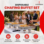 Disposable Chafing Dish Buffet Set for Buffets, Parties, Catering, 5 Pack in Silver, alternate view 2