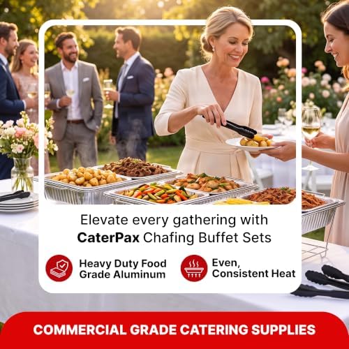 Disposable Chafing Dish Buffet Set for Buffets, Parties, Catering, 5 Pack in Silver, alternate view 5
