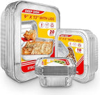 Disposable Foil Pans with Lids (Set of 40) Heavy Duty Aluminum Pans with Lids (20) 9x13, (10) 8x8, (10) 1-Lb