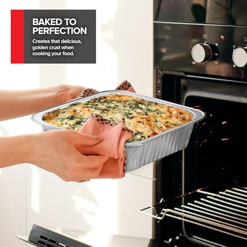 Disposable Foil Pans with Lids (Set of 40) Heavy Duty Aluminum Pans with Lids (20) 9x13, (10) 8x8, (10) 1-Lb, alternate view