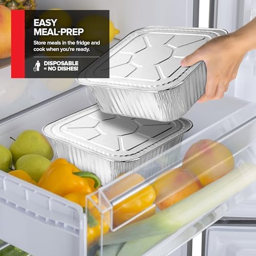 Disposable Foil Pans with Lids (Set of 40) Heavy Duty Aluminum Pans with Lids (20) 9x13, (10) 8x8, (10) 1-Lb, alternate view