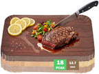 Disposable Serving Trays 18 Pack, Wood Grain Rectangular Paper Platters 13.5 x 10 inch, Large Heavy Duty Party