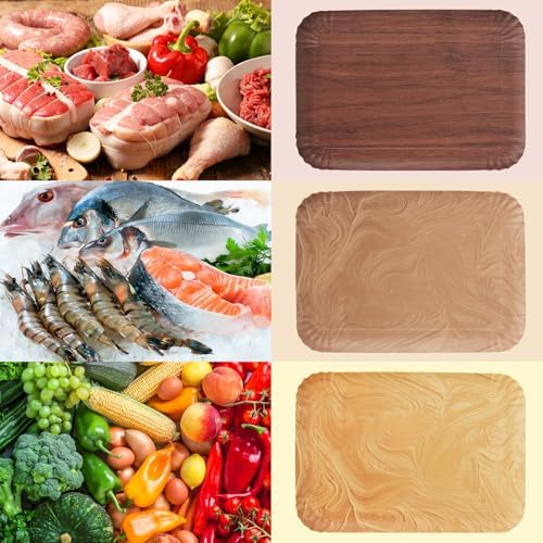 Disposable Serving Trays 18 Pack, Wood Grain Rectangular Paper Platters 13.5 x 10 inch, Large Heavy Duty Party, alternate