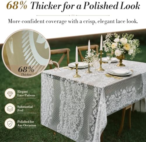 Disposable Tablecloth Roll,54 x 300Ft Lace Plastic Table Cloth in 54" x 3600" (Rectangular) in Lacedots, alternate view 2