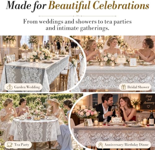 Disposable Tablecloth Roll,54 x 300Ft Lace Plastic Table Cloth in 54" x 3600" (Rectangular) in Lacedots, alternate view 3