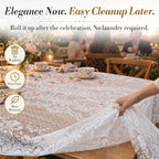 Disposable Tablecloth Roll,54 x 300Ft Lace Plastic Table Cloth in 54" x 3600" (Rectangular) in Lacedots, alternate view 4