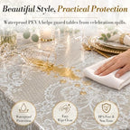 Disposable Tablecloth Roll,54 x 300Ft Lace Plastic Table Cloth in 54" x 3600" (Rectangular) in Lacedots, alternate view 6