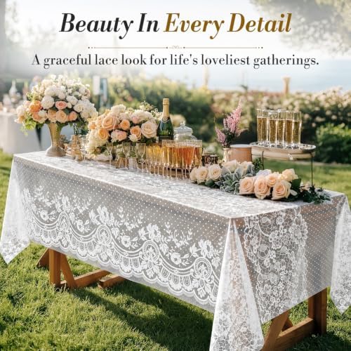Disposable Tablecloth Roll,54 x 300Ft Lace Plastic Table Cloth in 54" x 3600" (Rectangular) in Lacedots, alternate view 7