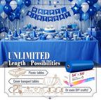 Disposable Tablecloth Roll, 54In x 300Ft Plastic Table Cloth Disposable in 54" x 3600" (Rectangular) in Blue, alternate view