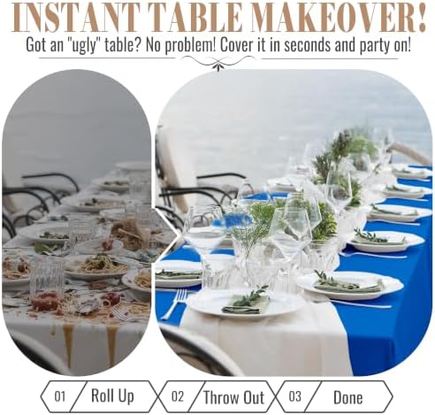 Disposable Tablecloth Roll, 54In x 300Ft Plastic Table Cloth Disposable in 54" x 3600" (Rectangular) in Blue, alternate view