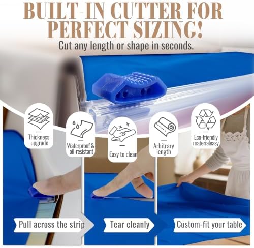 Disposable Tablecloth Roll, 54In x 300Ft Plastic Table Cloth Disposable in 54" x 3600" (Rectangular) in Blue, alternate view
