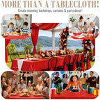 Disposable Tablecloth Roll, 54In x 300Ft Red Plastic Table Cloth Disposable in 54" x 3600" (Rectangular) in Red, alternate