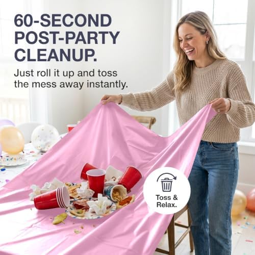 Disposable Tablecloth Roll,54x 300Ft Plastic Table Cloth with Slide Cutter in 54x 300Ft, alternate view 3