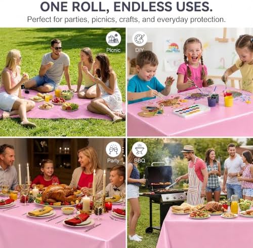 Disposable Tablecloth Roll,54x 300Ft Plastic Table Cloth with Slide Cutter in 54x 300Ft, alternate view 4
